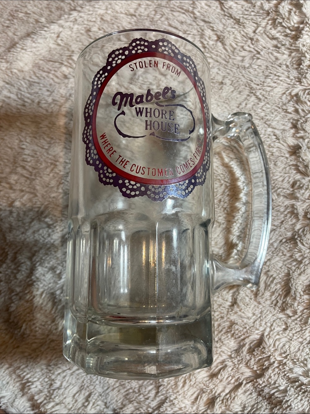 Mabels whore house beer mug XL